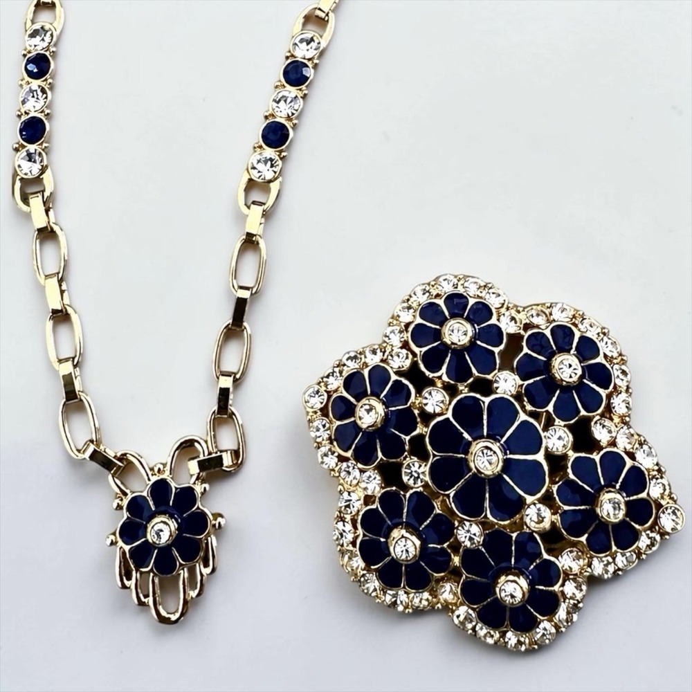Camrose & Kross JBK Grand Tour Blue Crystal Floral Enhancer Necklace 30"